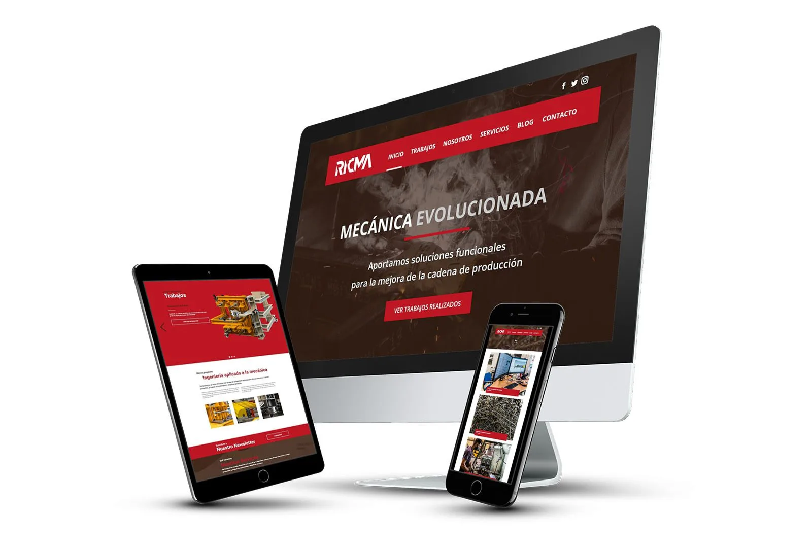 Fotografía de la web que le hemos hecho de Talleres Ricma, cliente de La Bombilla Creativa en Castellón